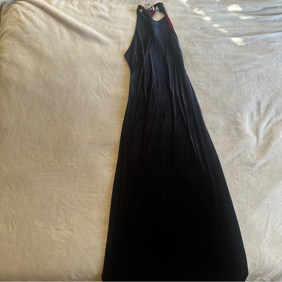 Velvet Vintage Black-shifts-to-Burgundy Floor Length Racerback Dress sz 10 - Picture 1 of 3